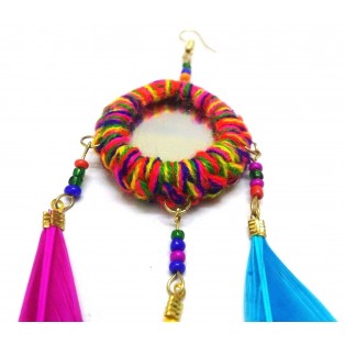 Faux Feather Earrings Jewelry Hook Drop Long Dangle Hoop Boho Ethnic Chic AE67